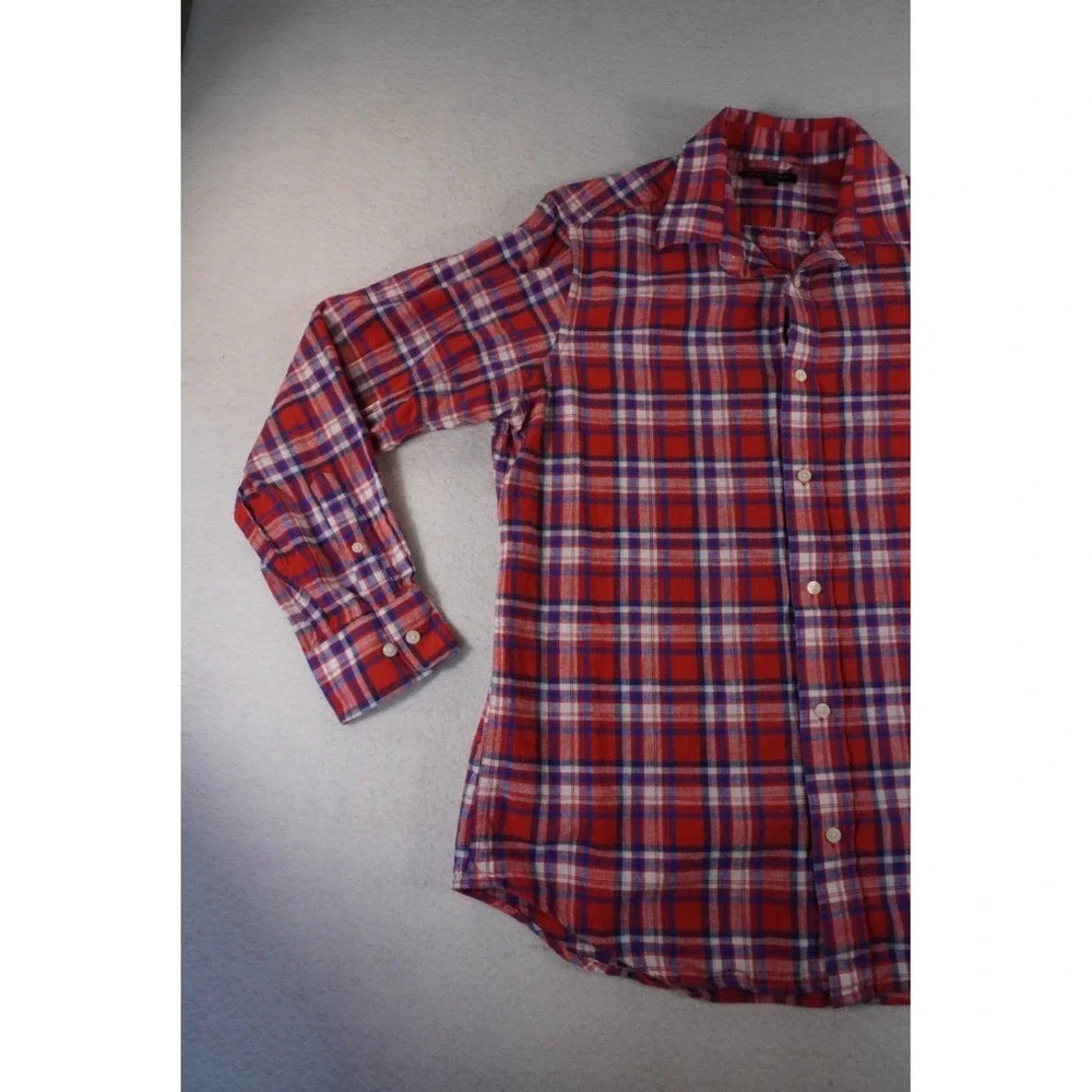 Banana Republic Casual Shirt Mens Large Red Multi Plaid Regular Fit Button Up